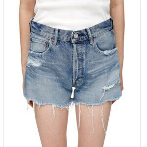Moussy Vintage Packard Shorts Distressed Button Fly Ripped High Rise 26
